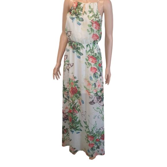 Y2K Women’s Maxi Dress Size S Drop Waist Sheer Floral Fairy Core Garden Ethereal - Picture 1 of 10